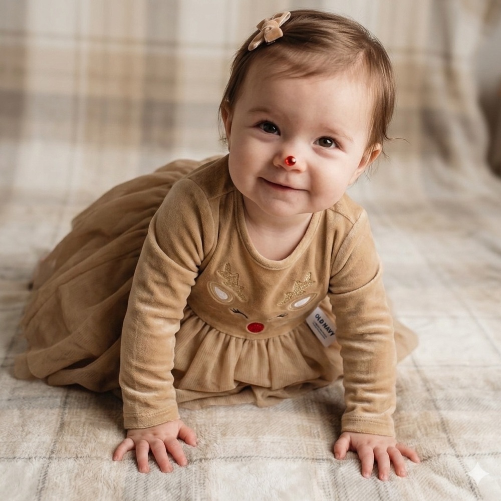 Old Navy Gold Reindeer Dress